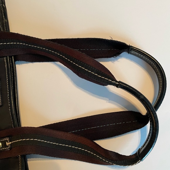 Coach Hampton Nylon Black Turquoise Tote - Picture 5 of 10